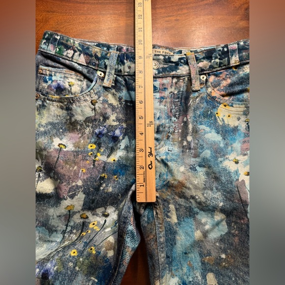 Free People Tennessee Low Rise Illusion Jeans Floral Canvas Paint Splatter Sz 28 - Picture 13 of 15
